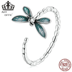 Efuler Original S925 Silver Dragonfly Open Ring