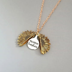 Sunflower Double Layer Engraved Necklace