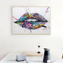 Street Graffiti Lip Canvas Art for Home Decor