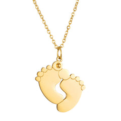 Custom Engraved Stainless Steel Footprint Necklace
