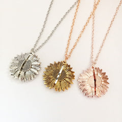 Sunflower Double Layer Engraved Necklace