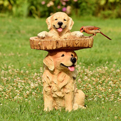 Outdoor Bird Feeder and Garden Decorations (Dog & Rooster)