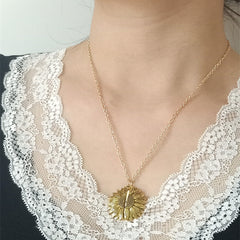 Sunflower Double Layer Engraved Necklace