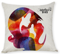 Mother's Day Linen Throw Pillowcase for Sofa (17.7in)