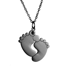 Custom Engraved Stainless Steel Footprint Necklace