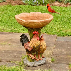 Outdoor Bird Feeder and Garden Decorations (Dog & Rooster)