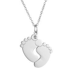 Custom Engraved Stainless Steel Footprint Necklace