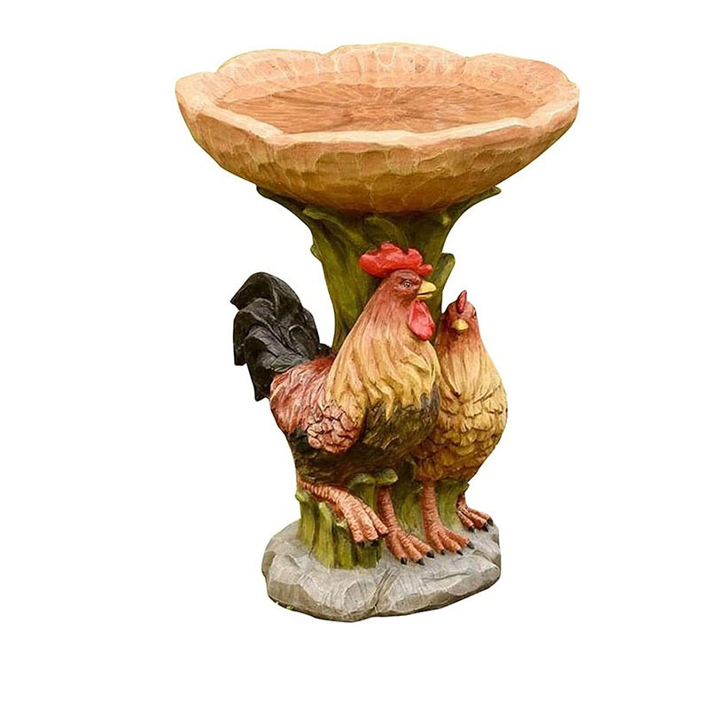 Outdoor Bird Feeder and Garden Decorations (Dog & Rooster)