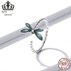 Efuler Original S925 Silver Dragonfly Open Ring