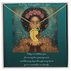 To My Daughter-In-Law - Baby foot Birthstone Necklace