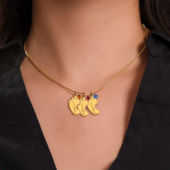 To My Daughter-In-Law - Baby foot Birthstone Necklace