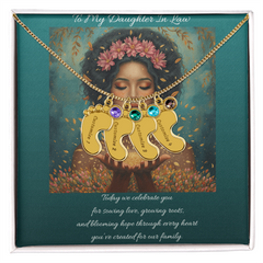 To My Daughter-In-Law - Baby foot Birthstone Necklace