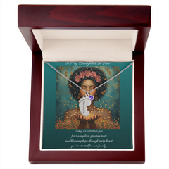 To My Daughter-In-Law - Baby foot Birthstone Necklace