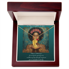 To My Daughter-In-Law - Baby foot Birthstone Necklace