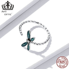 Efuler Original S925 Silver Dragonfly Open Ring