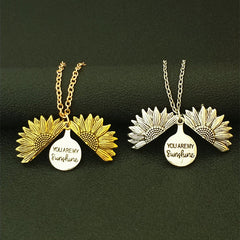 Sunflower Double Layer Engraved Necklace