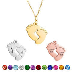 Custom Engraved Stainless Steel Footprint Necklace
