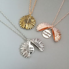 Sunflower Double Layer Engraved Necklace