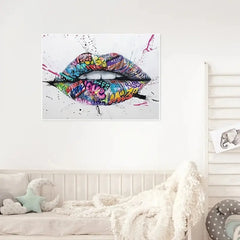 Street Graffiti Lip Canvas Art for Home Decor