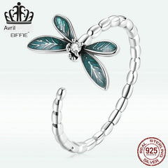 Efuler Original S925 Silver Dragonfly Open Ring