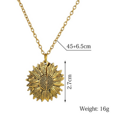 Sunflower Double Layer Engraved Necklace