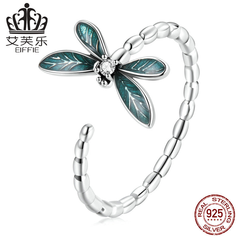 Efuler Original S925 Silver Dragonfly Open Ring
