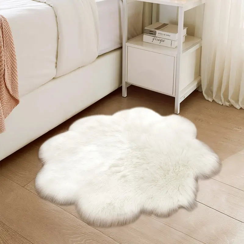 Fluffy Floral Shaped Area Rug - Non-Slip Design