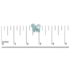 18K White Gold Blue Mother of Pearl and Diamond Accent Butterfly Pin Brooch (F-G Color, VS1-VS2 Clarity)